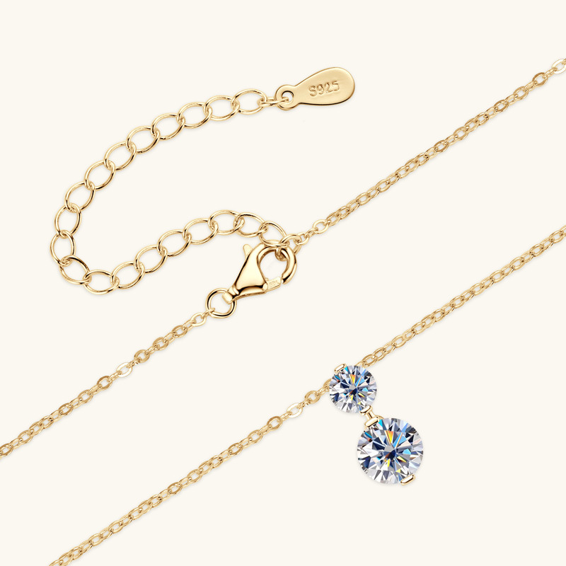 Cross-border High-grade Diamond Sterling Silver S925 Minority Simple Calabash Pendent Personalized Design Clavicle Chain