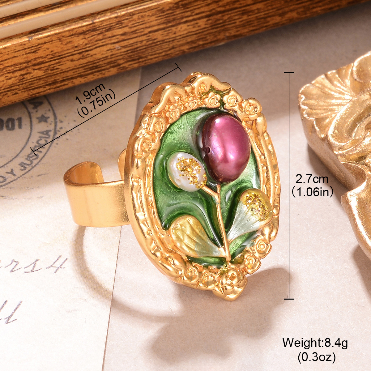 Baroque Pearl Ring Flower Oil Painting Series