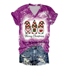 Female Santa Claus 3D Digital Printing Casual Short-sleeved V-neck T-shirt - Ltvl053-Xxl - View 1
