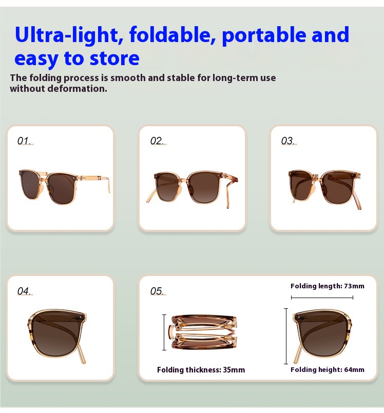 Fashionable Retro Sun Protection Folding Sunglasses - Image 19