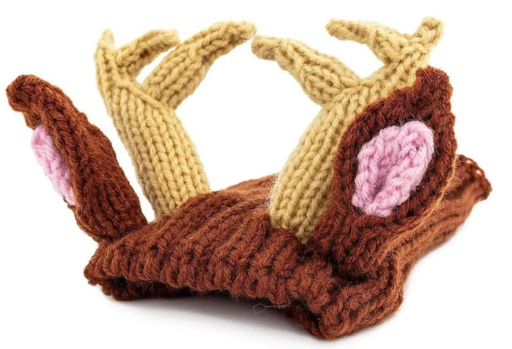 Pet Dog Dinosaur Warm Windproof Halloween Knitted Hat Head Cover - Deer
