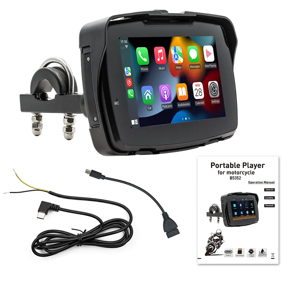 5-inch Motorcycle Portable Vehicle-mounted MP5 Player Wireless Carplay HD Waterproof