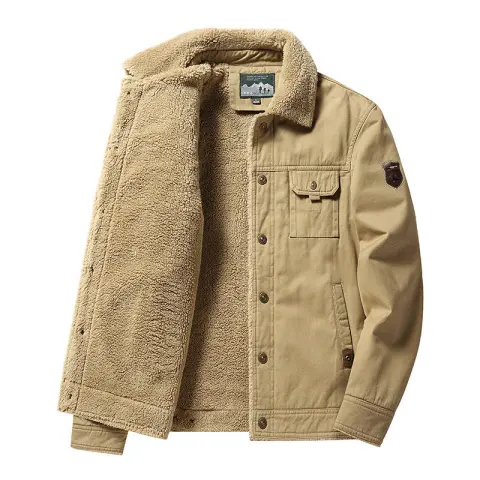 Fleece-lined Thickened Casual Fashion Polo Collar Men's Jacket