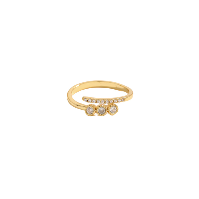 Simple Niche Design Round Gang Drill Cross Ring For Women