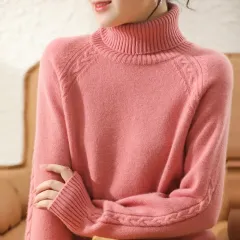 Women's Turtleneck Pullover Japanese Style - Pink - View 1