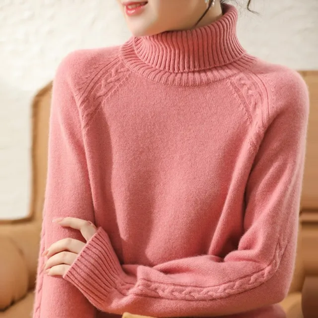 Women's Turtleneck Pullover Japanese Style Pink - Shop at LoveMi