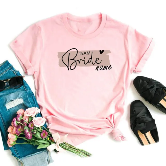 Women's Printed Short sleeved T shirt For Pre wedding Bachelor Party 2 Pink - Shop at LoveMi