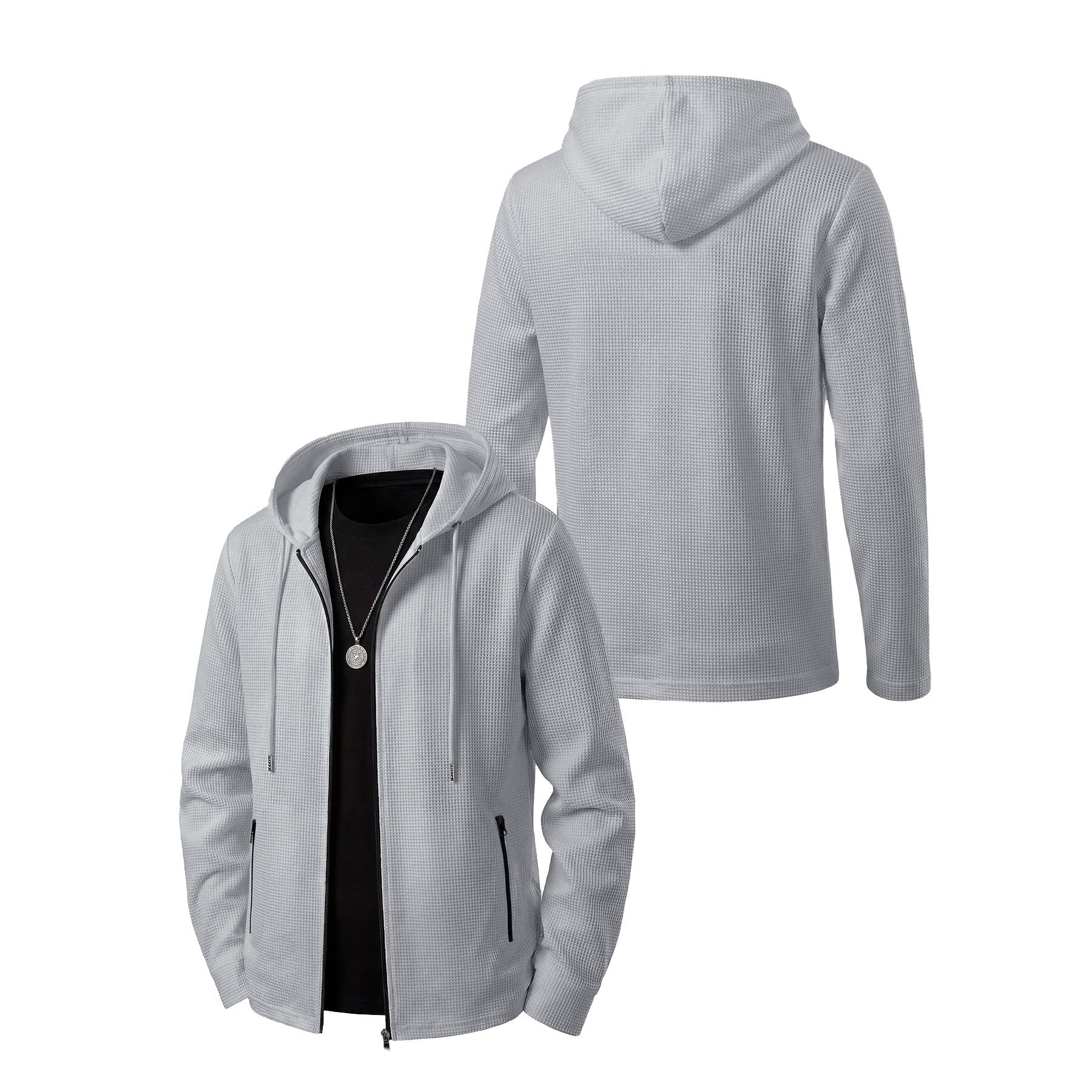 Mens Fashionable Casual Top With Hooded Jacket