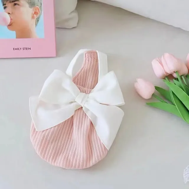 Pet Dog Summer Bow Suspenders Clothes Pink - Shop at LoveMi