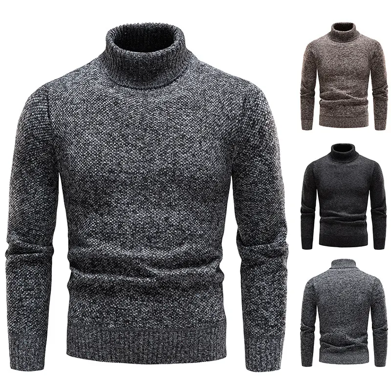 Men's Turtleneck Sweater Fashion Slim Fit Pullover Long-sleeved Knitted