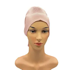 Satin Modal Mercerized Cotton Bottoming Hood Elastic Elastic Lace-up Adjustable Headscarf - Pink - View 1