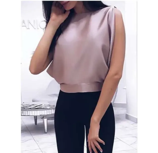 European And American Sexy Backless Tie Back Satin Top Sleeveless Purple - Shop at LoveMi