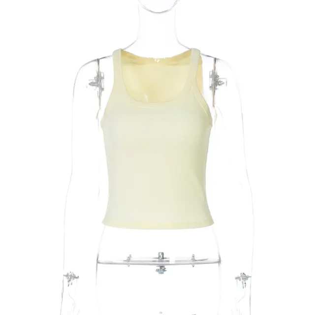 Women's Fashion U neck Slim fit Tank Top Yellow - Shop at LoveMi