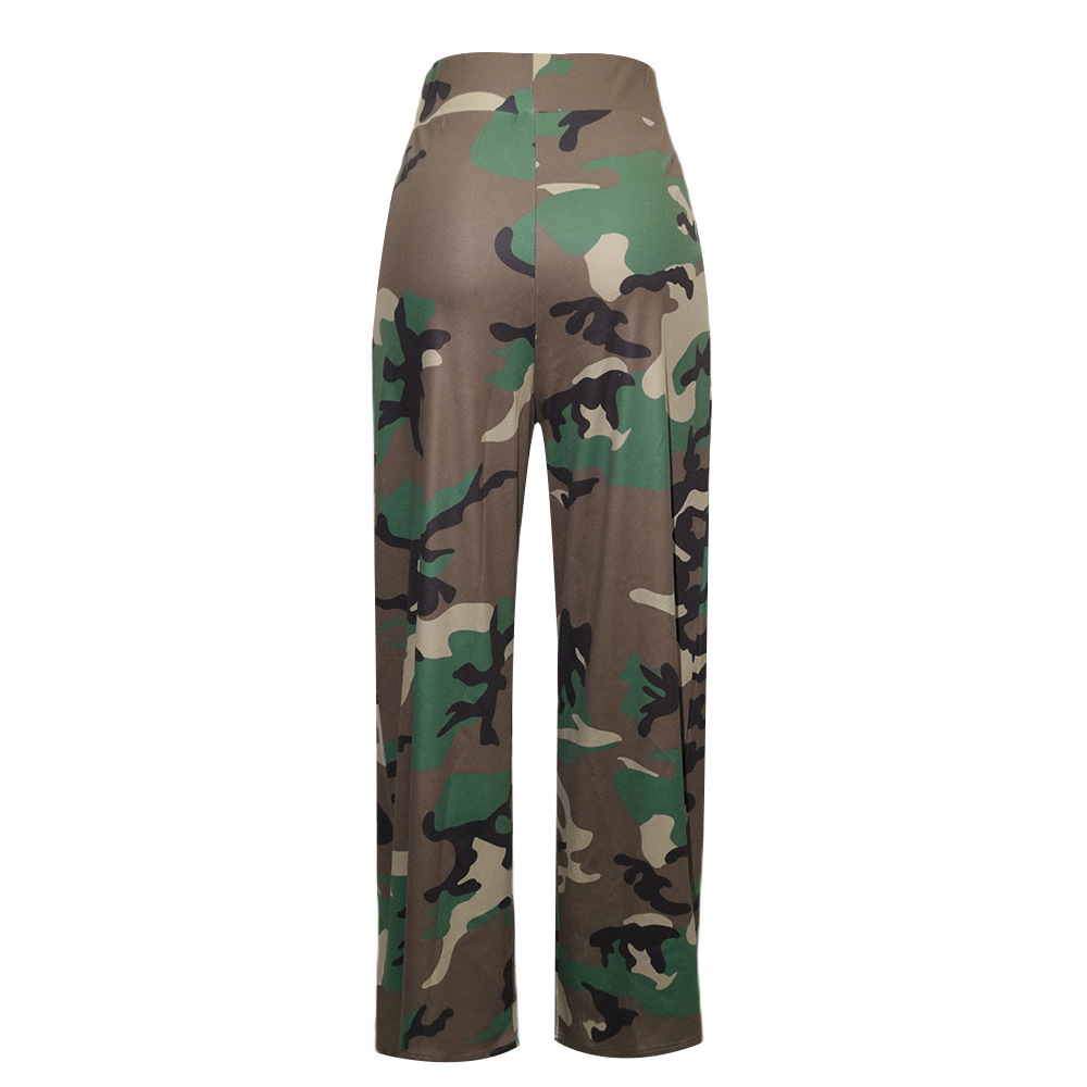 Title 4, Dames camouflage broek met wijde pijpen en elas...