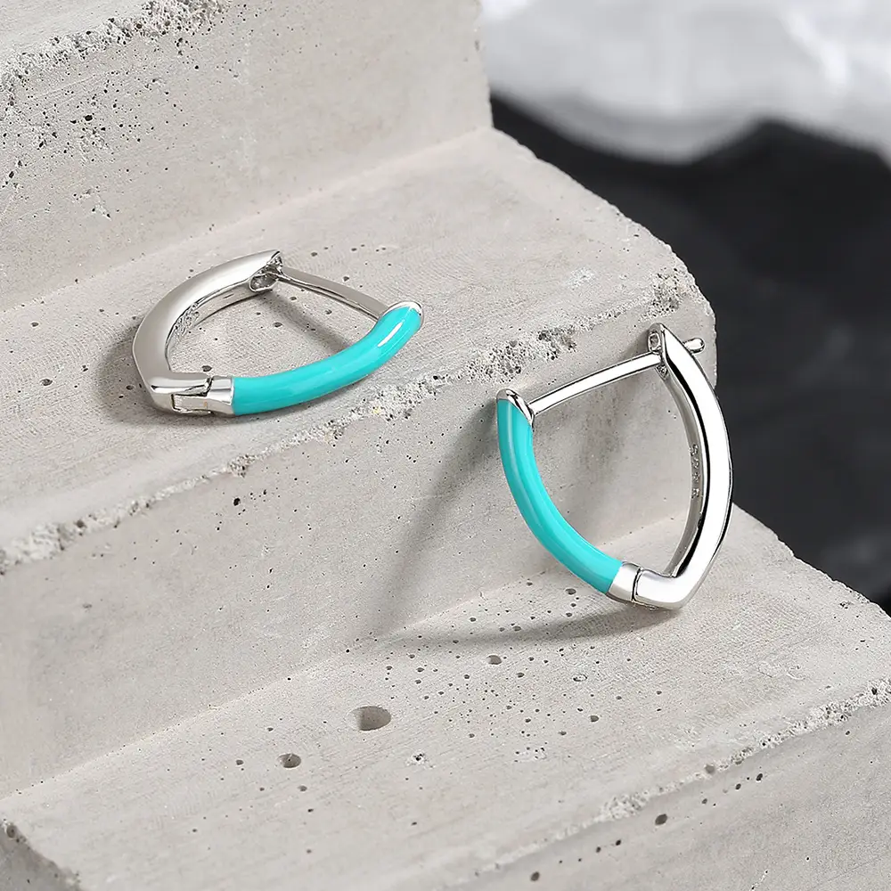 V-shaped Earrings Personal Korean Style Epoxy Oil Ear Clip
