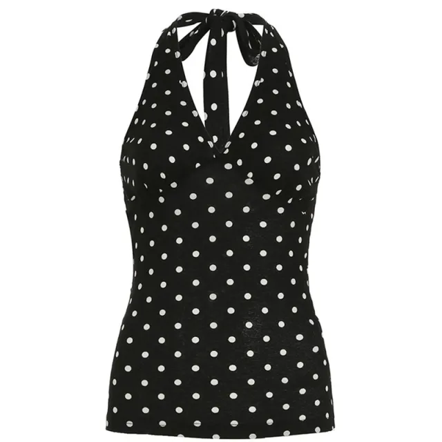 Women's Backless V neck Halter Top Black - Shop at LoveMi