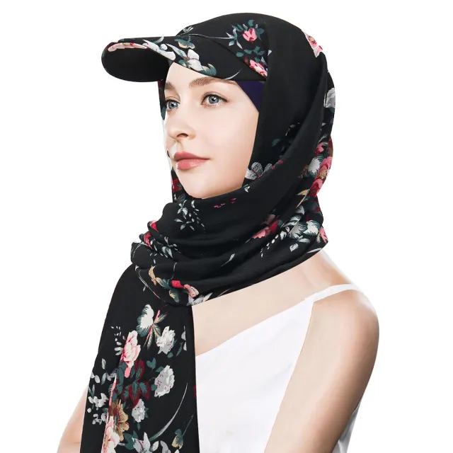 Solid Color Women's Scarf Hat Middle East All matching Pullover Scarf Muslim Tam o' shanter Black - Shop at LoveMi
