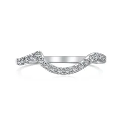 S925 Sterling Silver Ring Female Zircon Inlaid Simple Geometric Letters - Platinum Dy120697Swwh - View 1