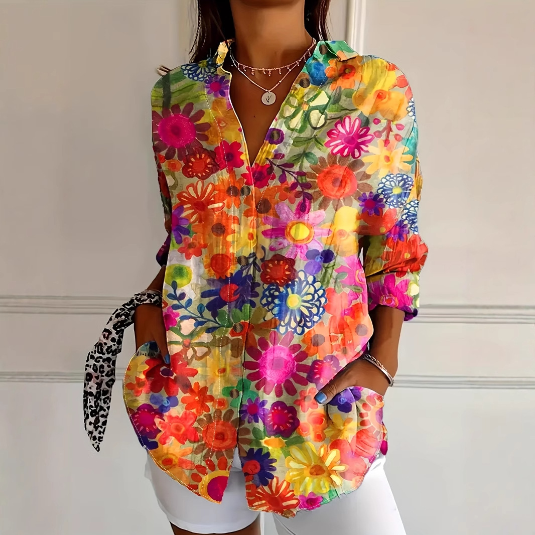 Printed Long-Sleeve Casual Womens Shirt