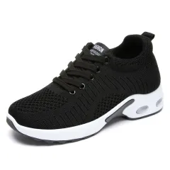 Mesh Air Cushion Shoes Running Shoes Sneaker - Black - View 1
