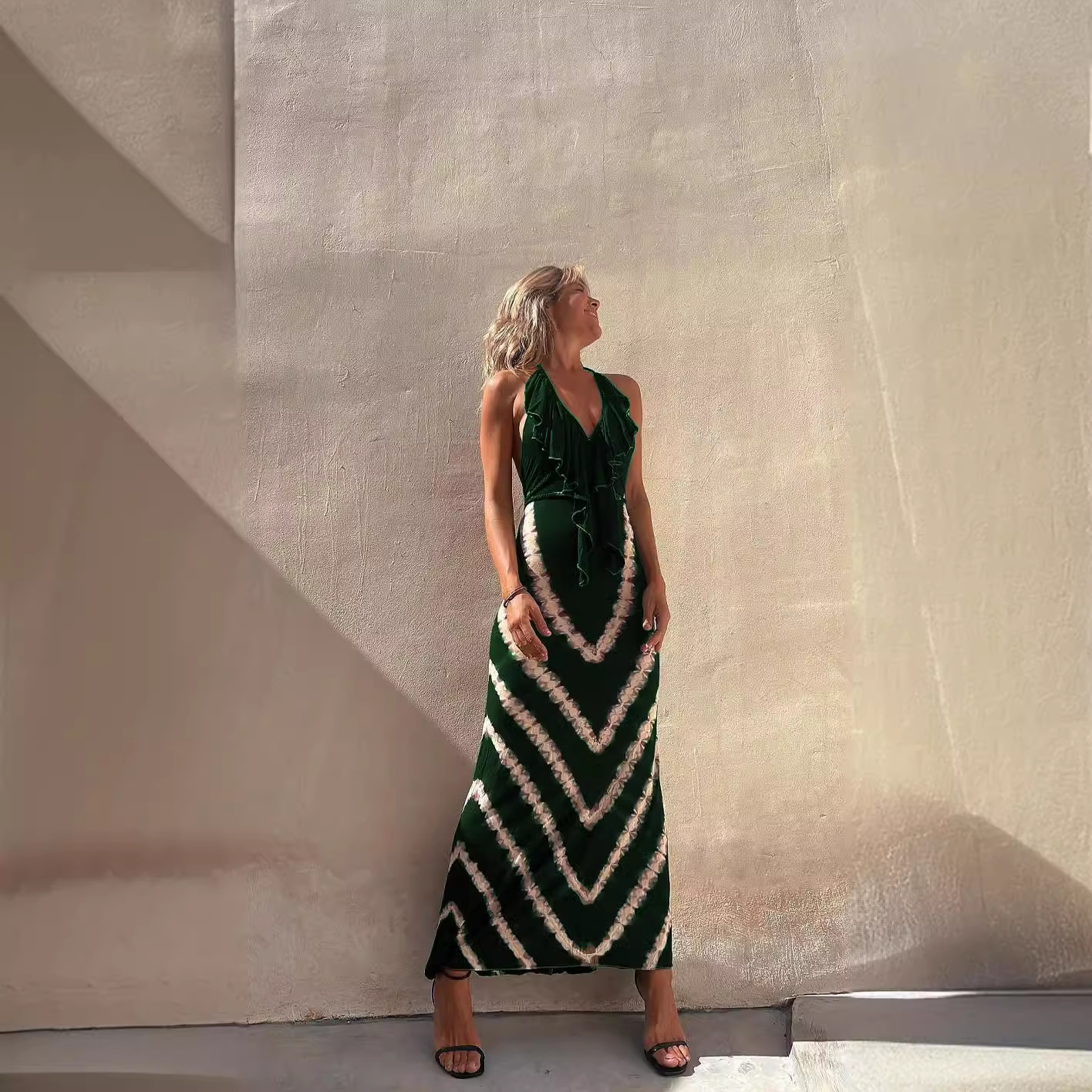 Women's Clothing Sexy Print Sleeveless V-neck A- Line Dress