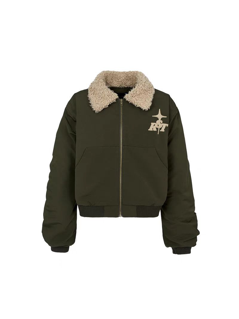 Women's Imitation Lamb Wool Short Cotton Coat Green - Shop at LoveMi