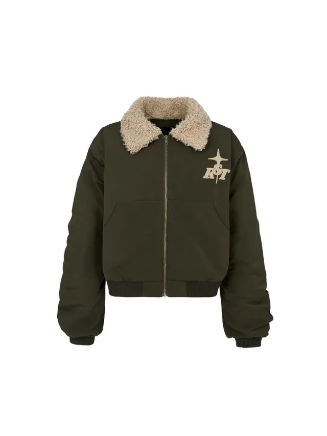 Women's Imitation Lamb Wool Short Cotton Coat Green - Shop at LoveMi