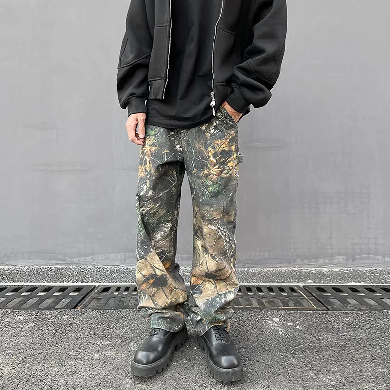 Tree Pattern Camouflage Jeans Men's Loose Straight