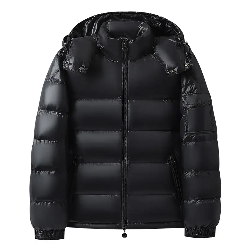 Warm Men's And Women's Glossy Hooded Jacket
