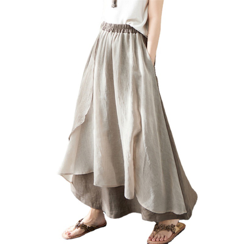 Spring And Summer New Women's Irregular Linen Skirt