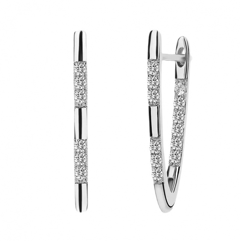 Stylish Micro-Pave Zircon V-Shaped Earrings With A Luxe Finish - Jewelry & Watches