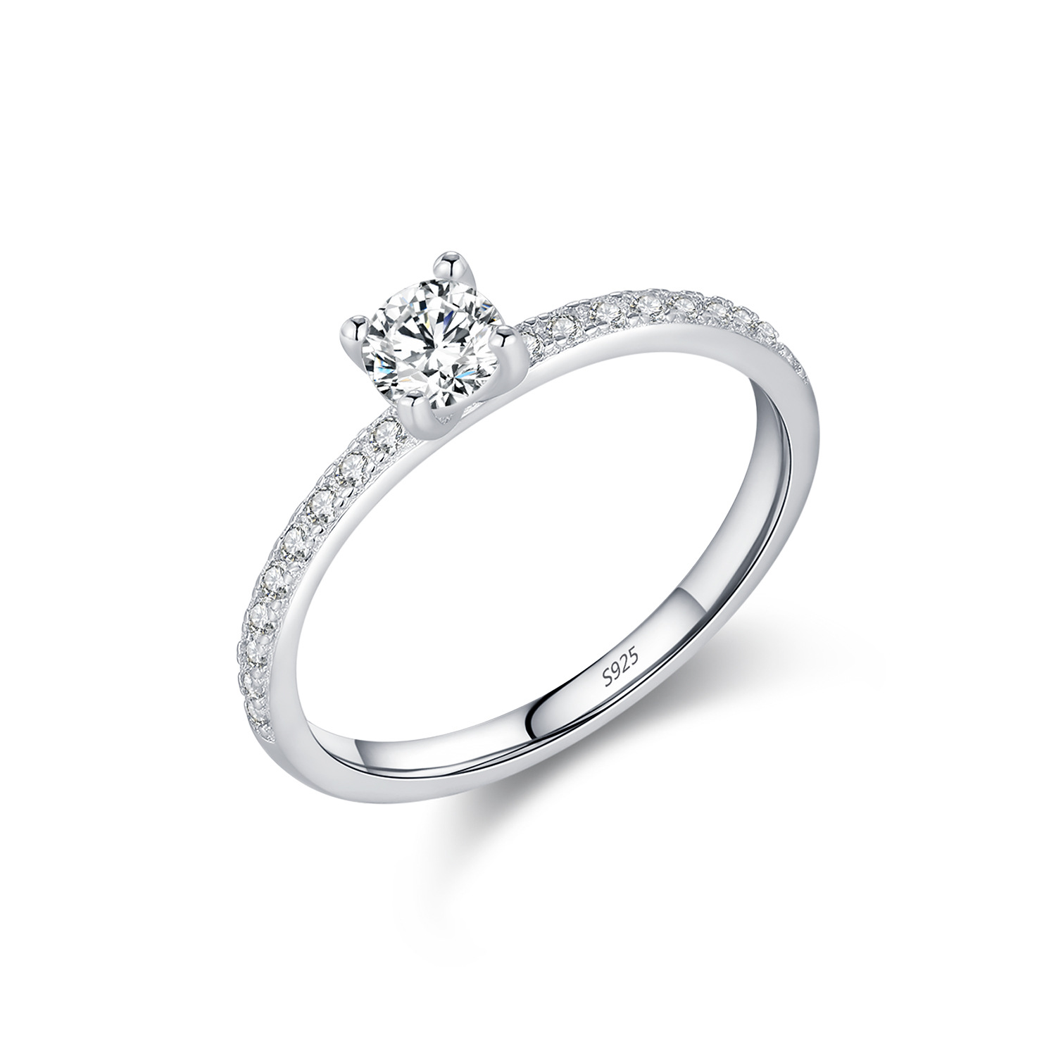 Female Silver Luxury Special-interest Design Shiny Gang Drill Engagement Diamond Ring
