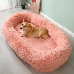 Pet Pad Plush Winter Warm Large Pet Bed Removable And Washable - Leather Pink - View 1