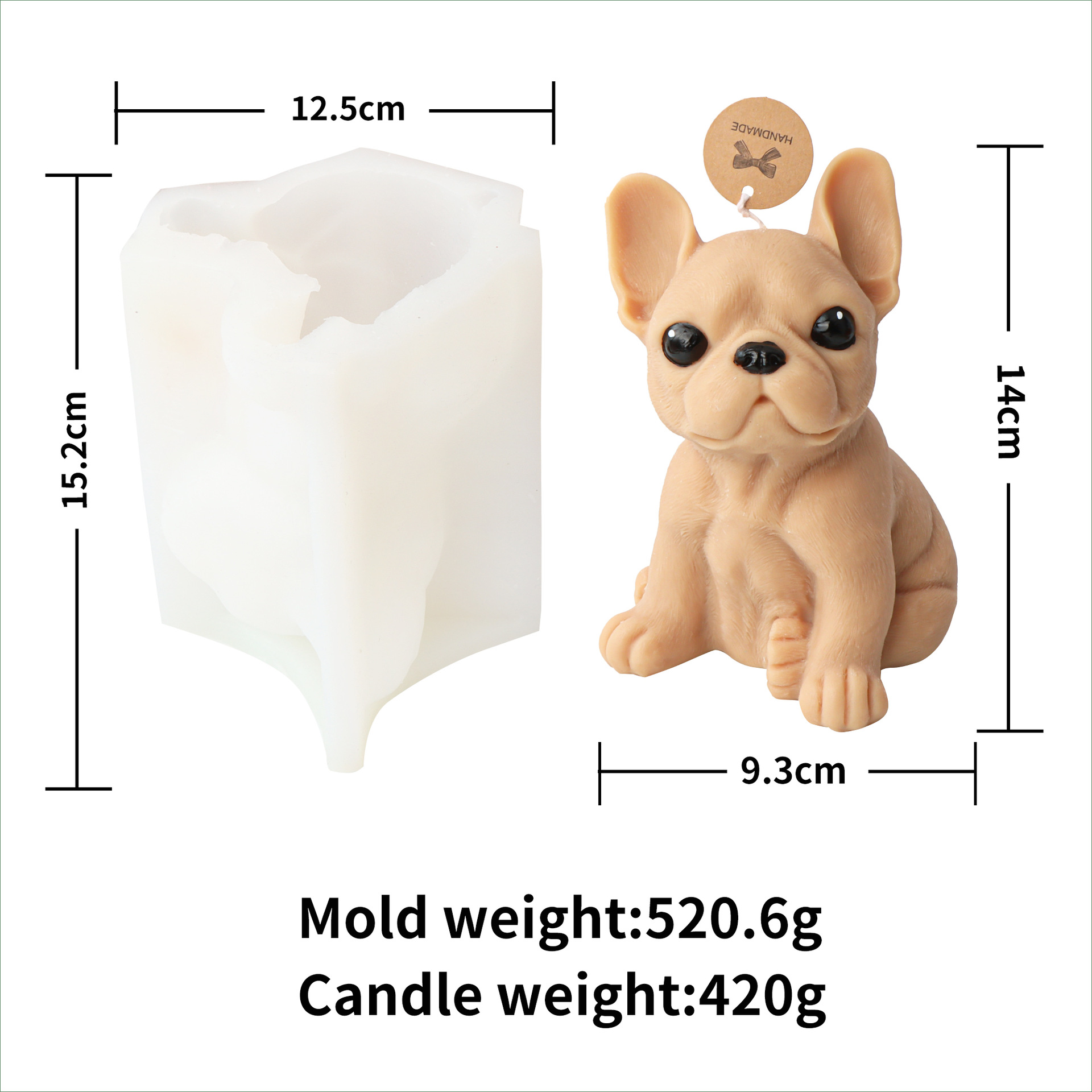 3D Pug Candle Mould Large