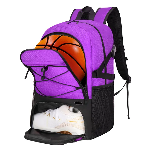 Basketball Backpack Football Jacquard Large Capacity Purple - Shop at LoveMi