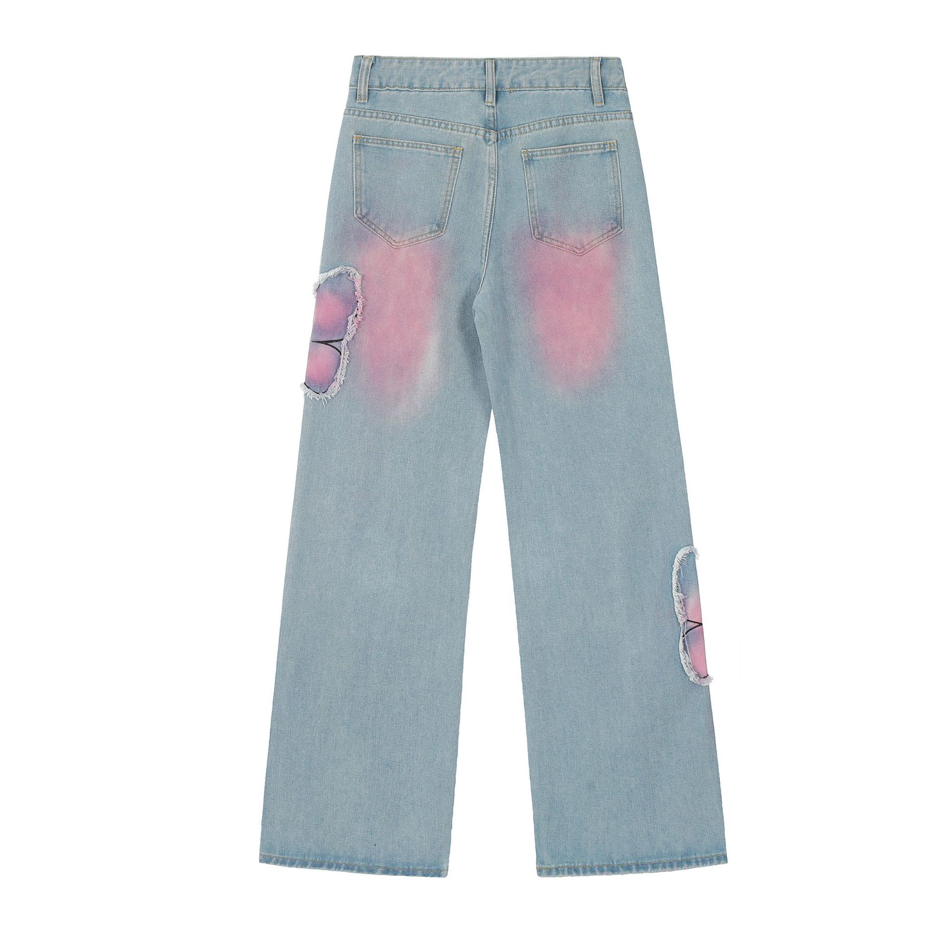 Sweet Cute Butterfly Wash Denim Trousers - Image 3