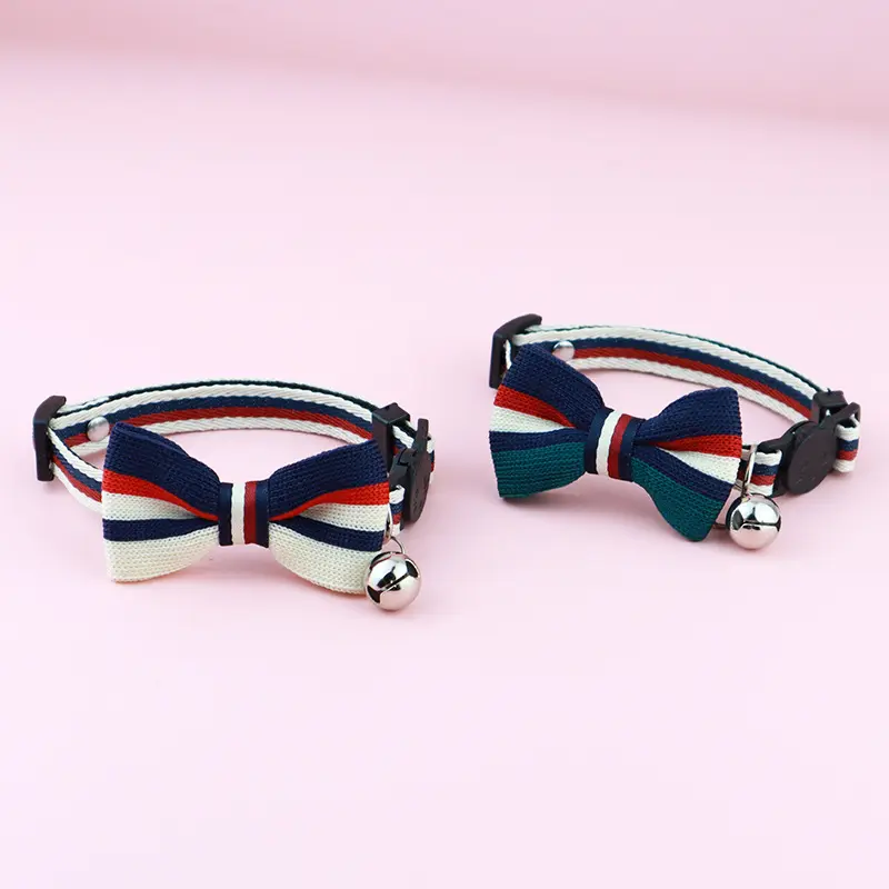 Pet Collar British-Style Striped Bow Tie, Cat