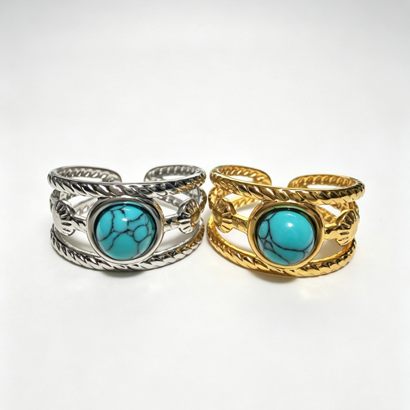Wide-Band Imperial Vintage Turquoise Ring | Adjustable Openwork — view 5