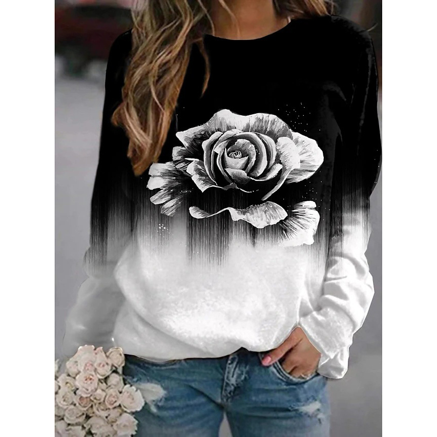 Title 11, Landscape Flower Floral Print Long Sleeve Pullover