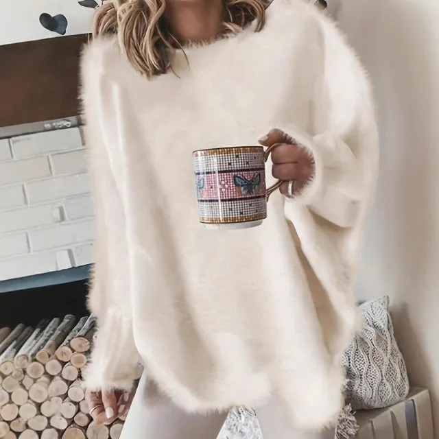 Crew neck Batwing Sleeve Loose Casual Plus Size Women's Clothing Knitted Pullover Top Apricot - Shop at LoveMi