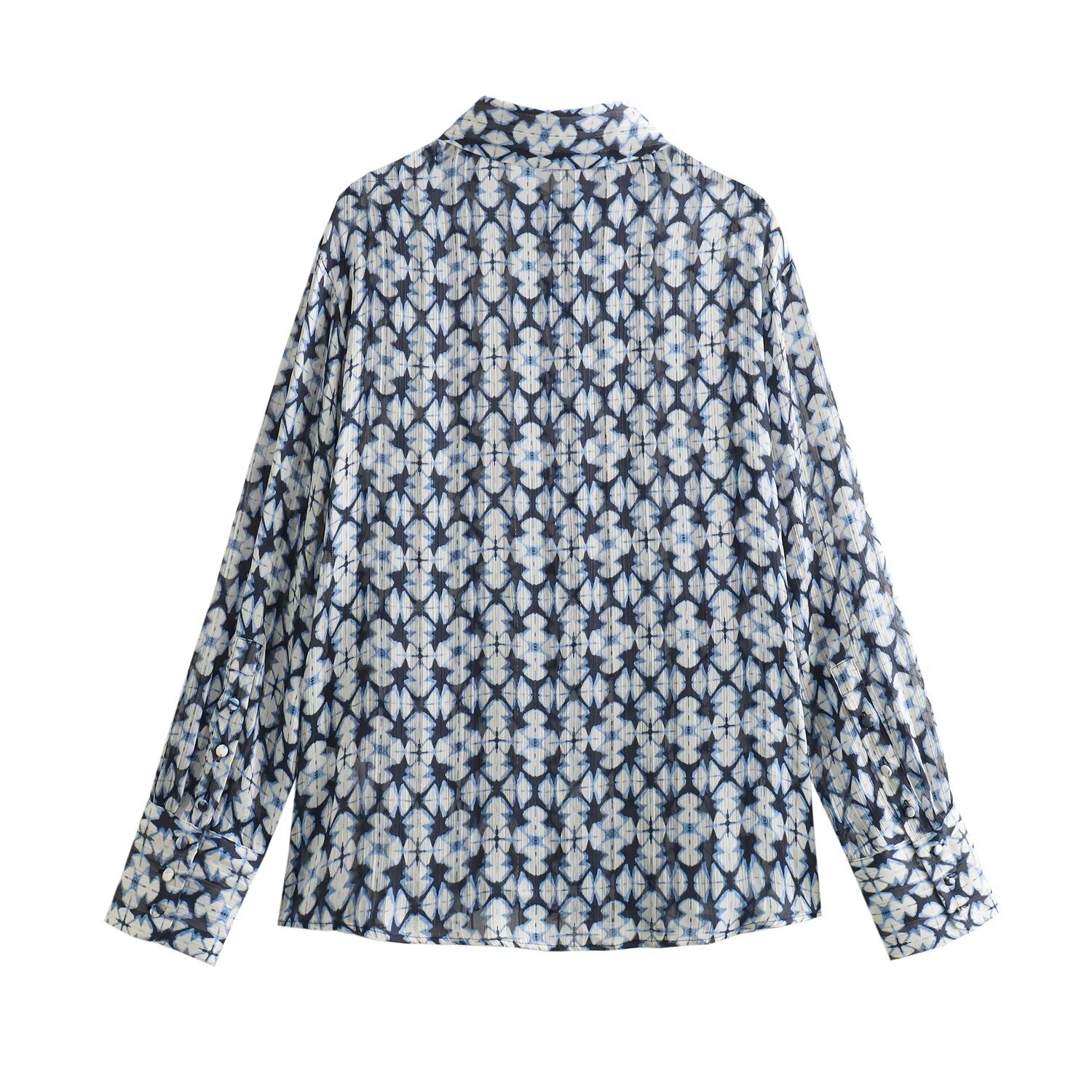 Fashion Metal Wire Printed Long Sleeve Shirt