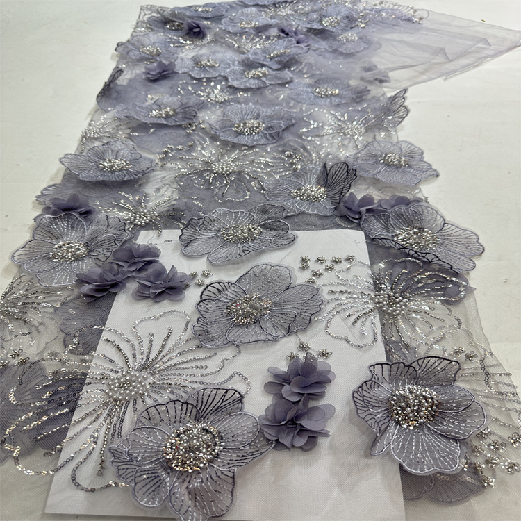 Handmade Three-dimensional Laminate Embroidered Sequin Bead Fabric — image 1