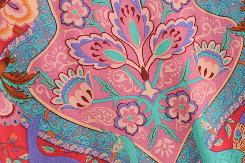 Flamboyant Boho Blouse in Red and Blue