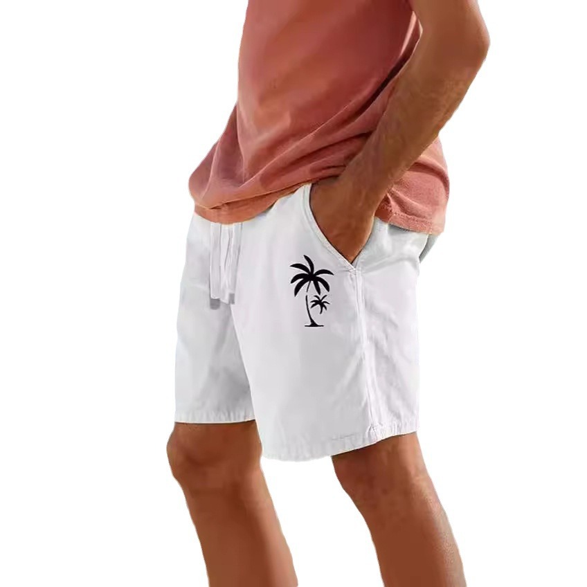 Men's Heat Transfer Patch Beach Drawstring Elastic Shorts