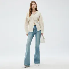 Women's High-end Stretch Skinny Jeans - Light Blue - View 1