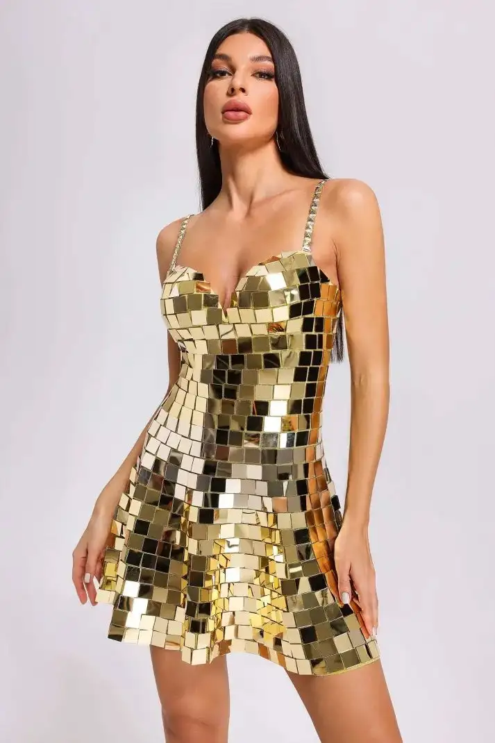 Women's Fashion Suspenders Sequins Slim Fit Dress