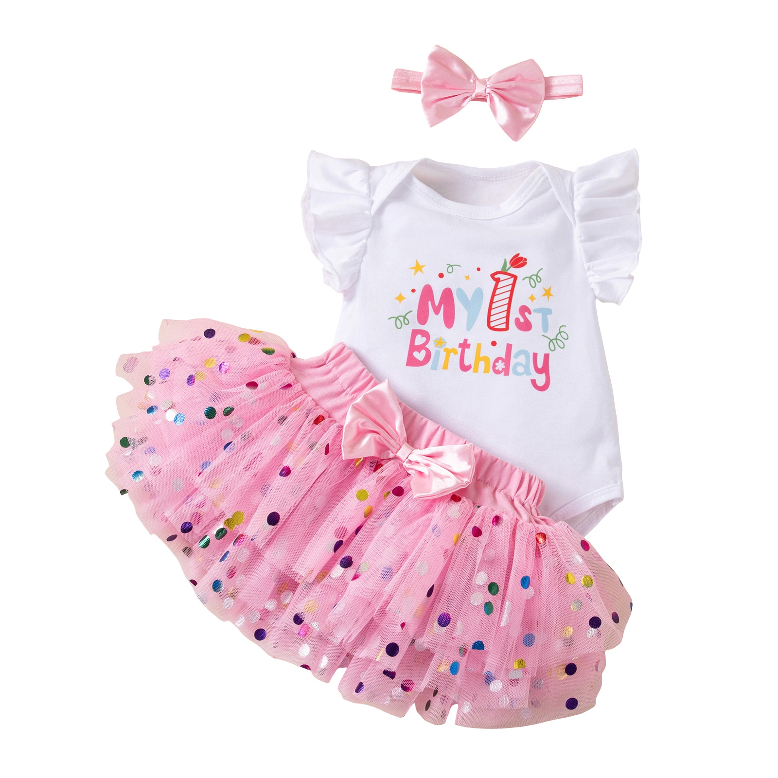 One-year-old Baby Girls Birthday Dress Set