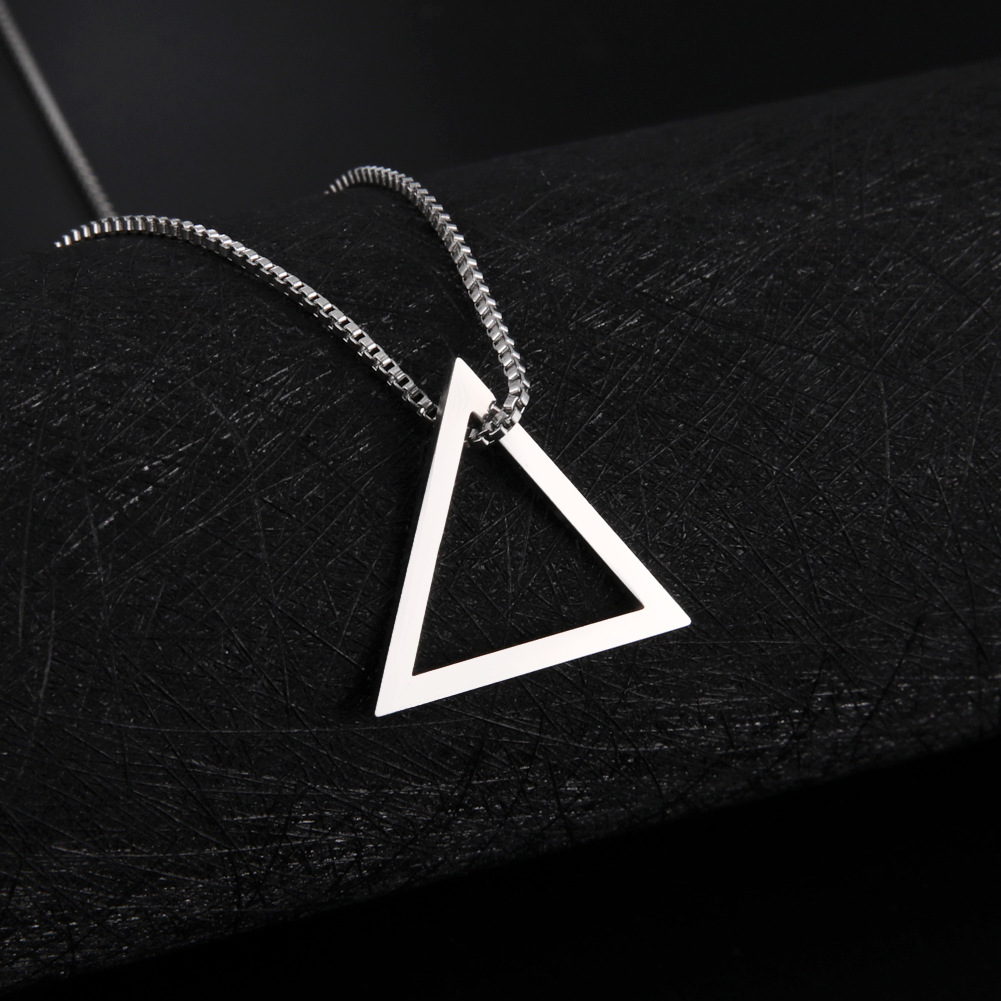Creative Design Geometric Triangle Titanium Steel Simple Hip Hop Style Necklace