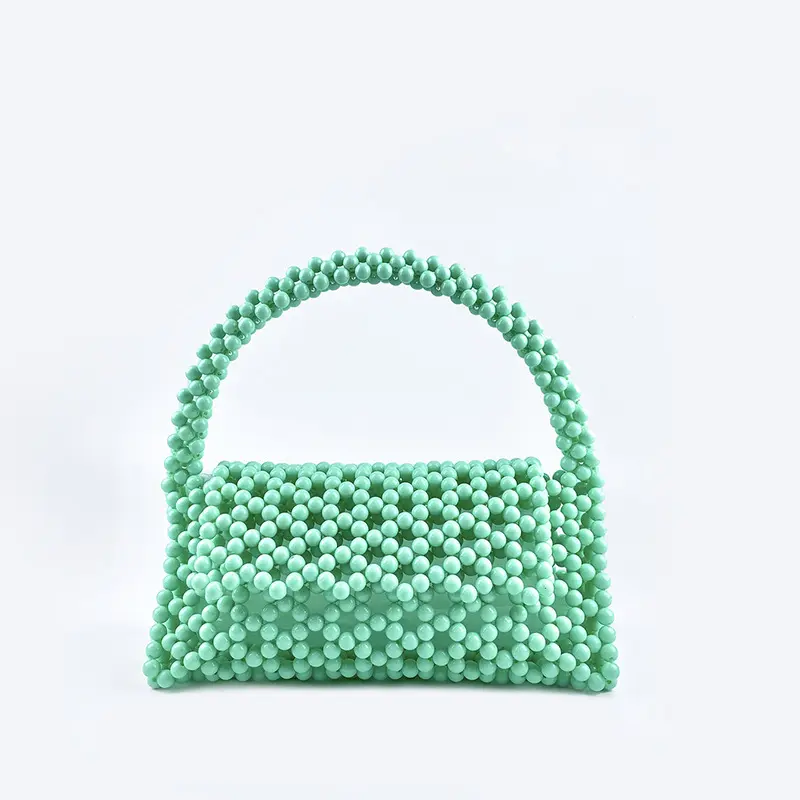 Womens Candy-Colored Handmade Beaded Handbag