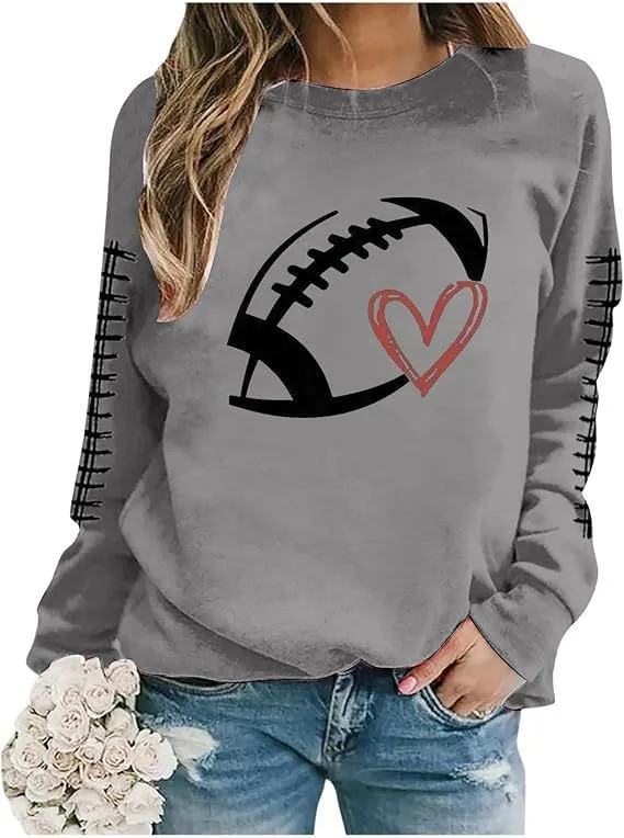 Women's Sweatshirt Baseball Uniform Printed Long sleeved Sweater Sweatshirt Gray - Shop at LoveMi